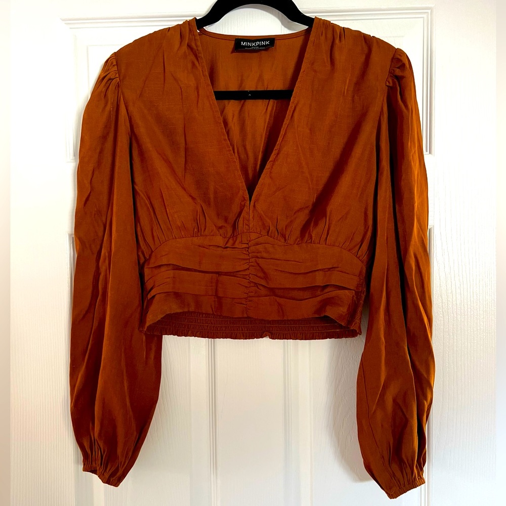Mink Pink brown/copper top w side zipper